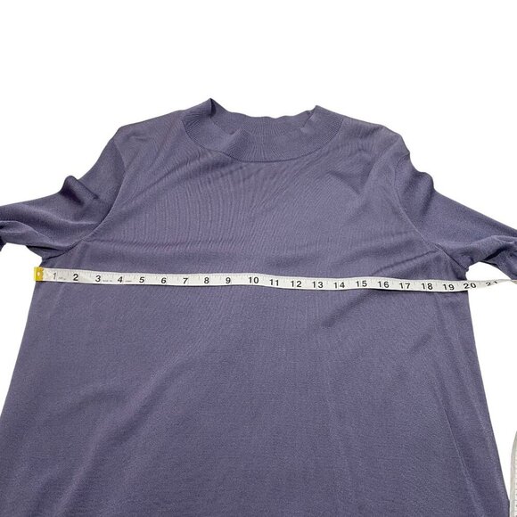 COS fine knit mock neck mixed Media bishop sleeve top lavender gray women’s M - Picture 9 of 11